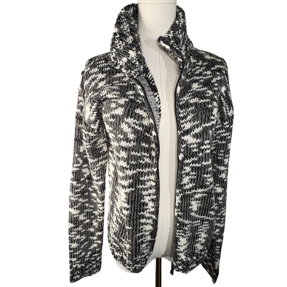NWT Kut From The Kloth Women's Full Zip Cardigan Sweater XS Black/White LS - Picture 2 of 7